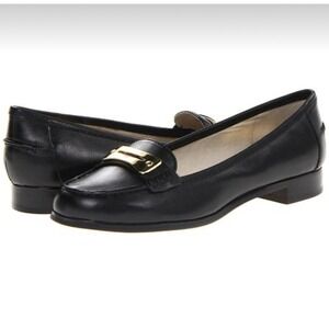 Michael Kors Tierlyn Loafer Gold Black Leather Women's Size‎ 7.5